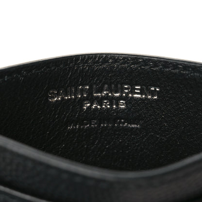 Saint Laurent Grain De Poudre Matelasse Chevron Monogram Credit Card Case Black 6 of 8