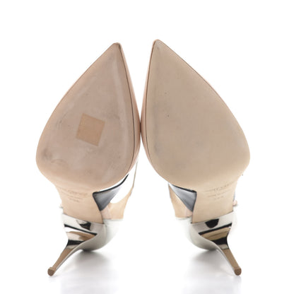 Jimmy Choo Kid Patent Mirror Typhoon Ankle Strap Pumps 39.5 Lychee Black Silver 5 of 8