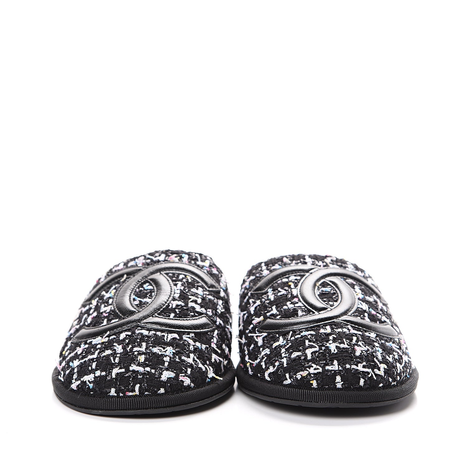 Tweed CC Flat Mules XS Black
