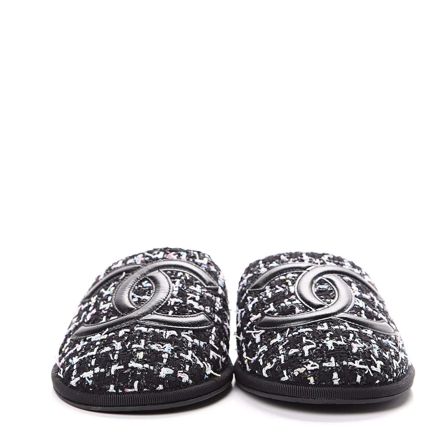 Chanel Tweed CC Flat Mules XS Black 2 of 7