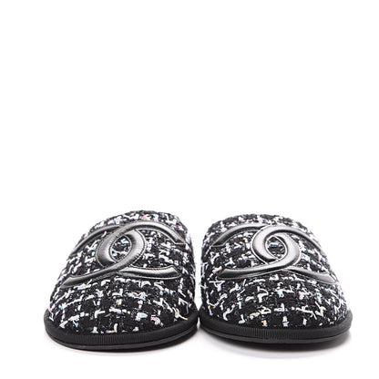 Chanel Tweed CC Flat Mules XS Black 2 of 7