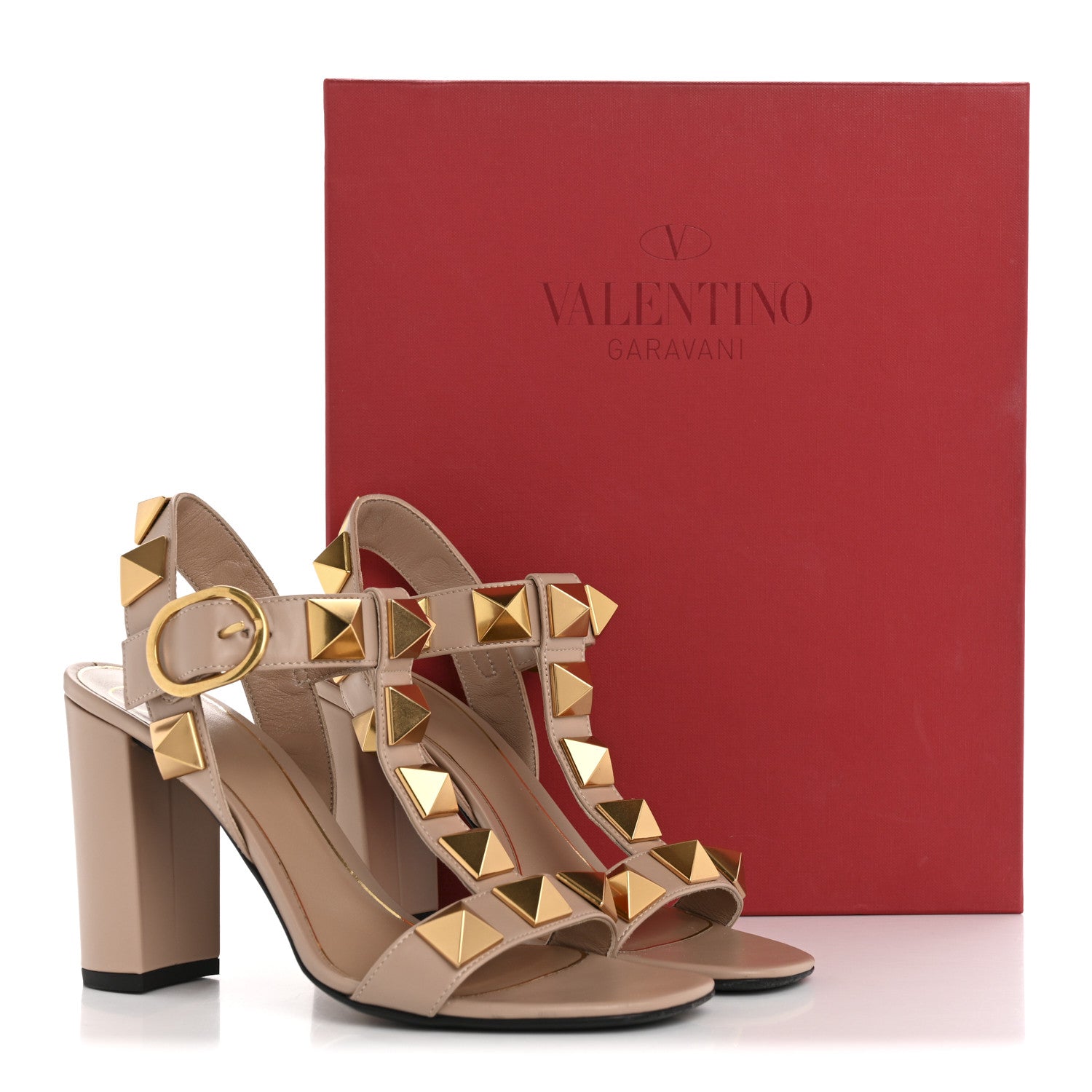 Valentino Garavani Calfskin Roman Stud 90mm Sandals 37 Rose Cannelle 15 of 15