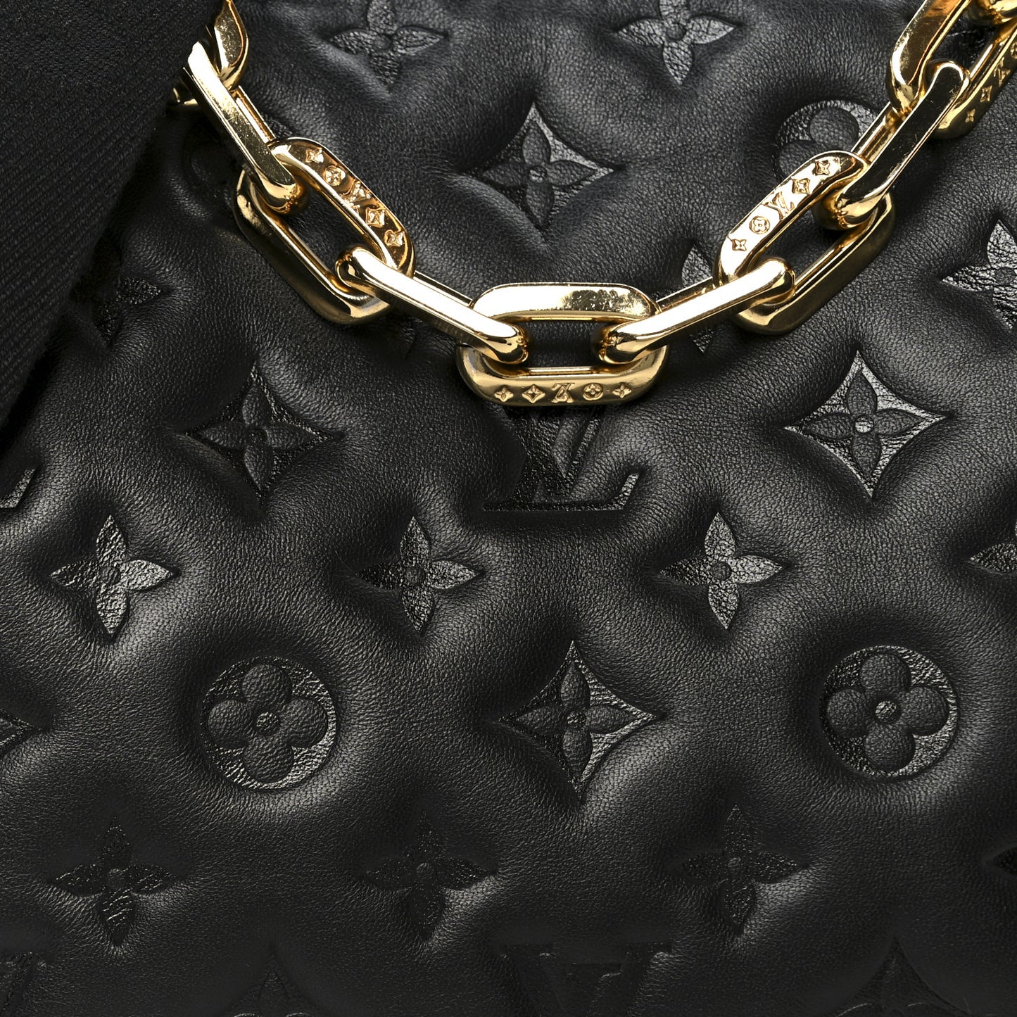 Lambskin Embossed Monogram Coussin PM Black