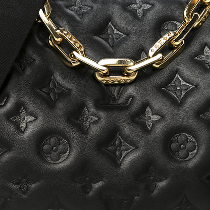 Louis Vuitton Lambskin Embossed Monogram Coussin PM Black 10 of 12