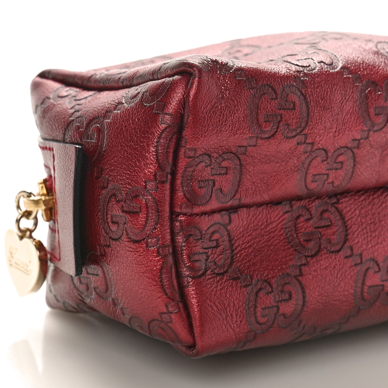 Gucci Metallic Guccissima Small Cosmetic Case Red 8 of 9