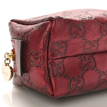 Gucci Metallic Guccissima Small Cosmetic Case Red 8 of 9