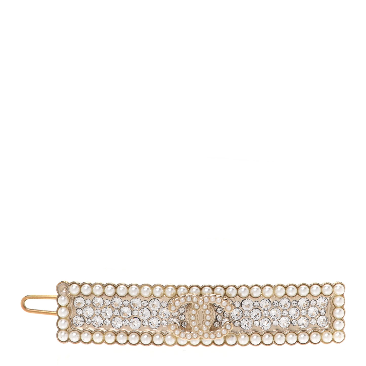 Crystal Pearl CC Hair Clip Gold