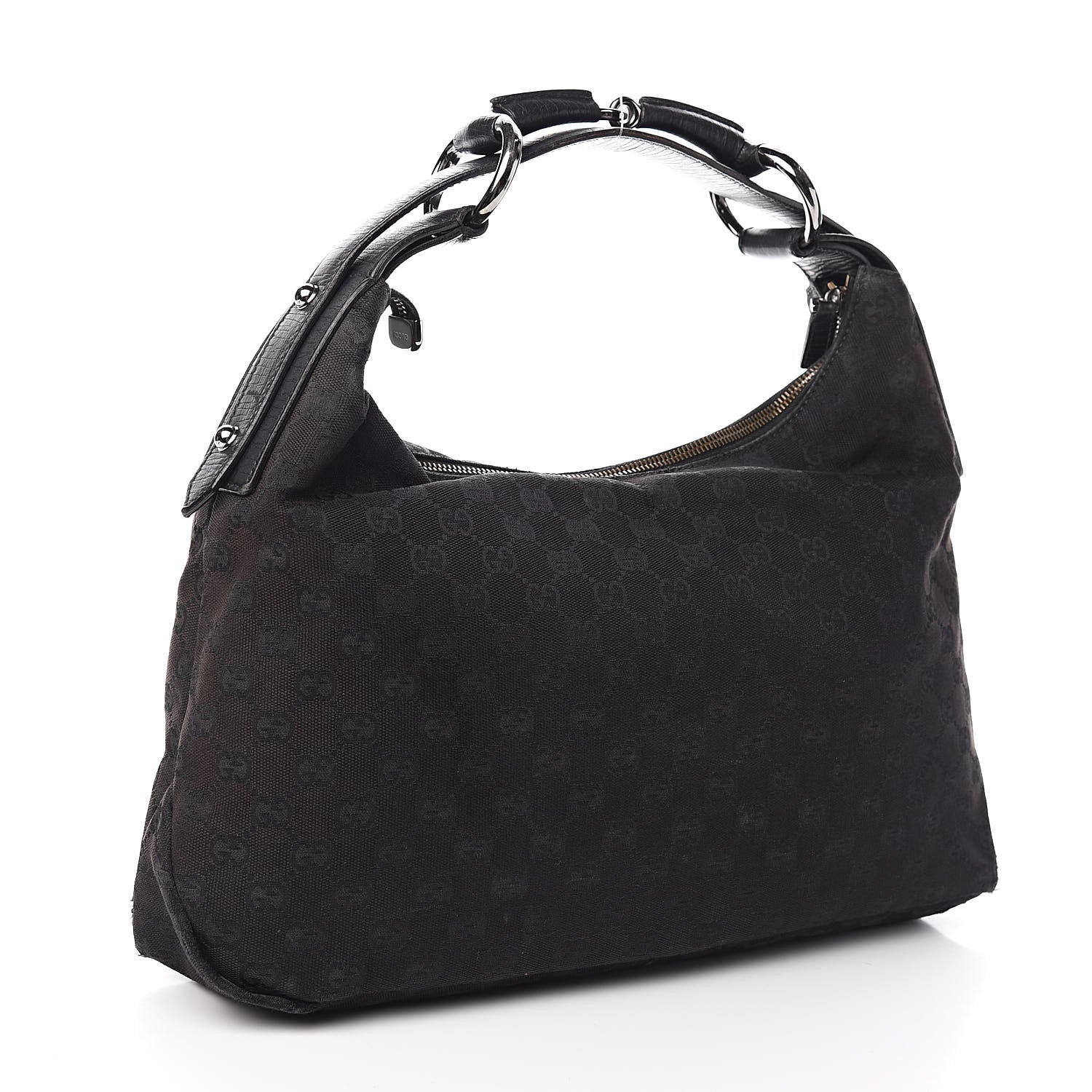 Gucci Monogram Medium Horsebit Chain Hobo Black 3 of 13