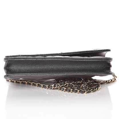 Chanel Iridescent Caviar Quilted Wallet On Chain WOC Black 9 of 10