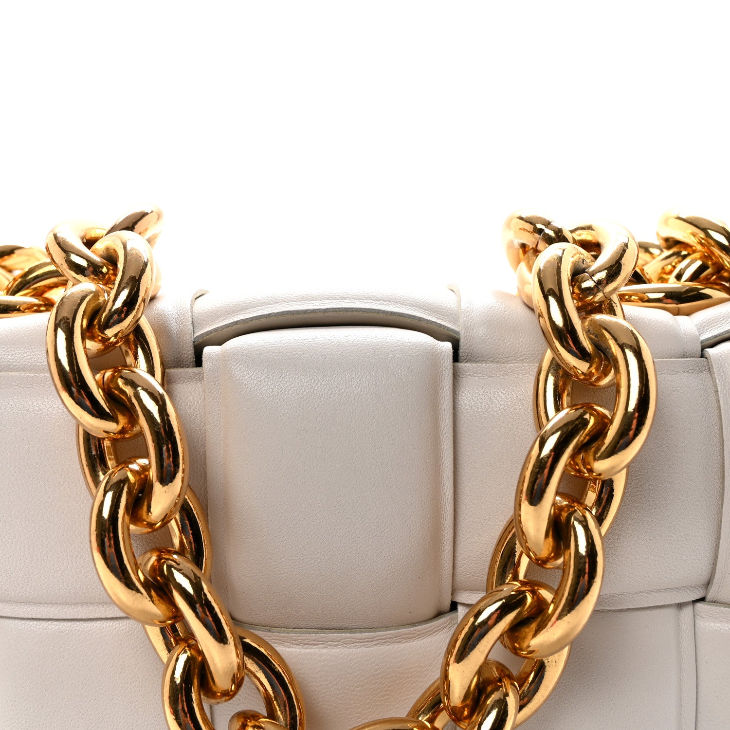 Bottega Veneta Lambskin Maxi Intreccio Padded Chain Cassette Crossbody Bag White 7 of 10