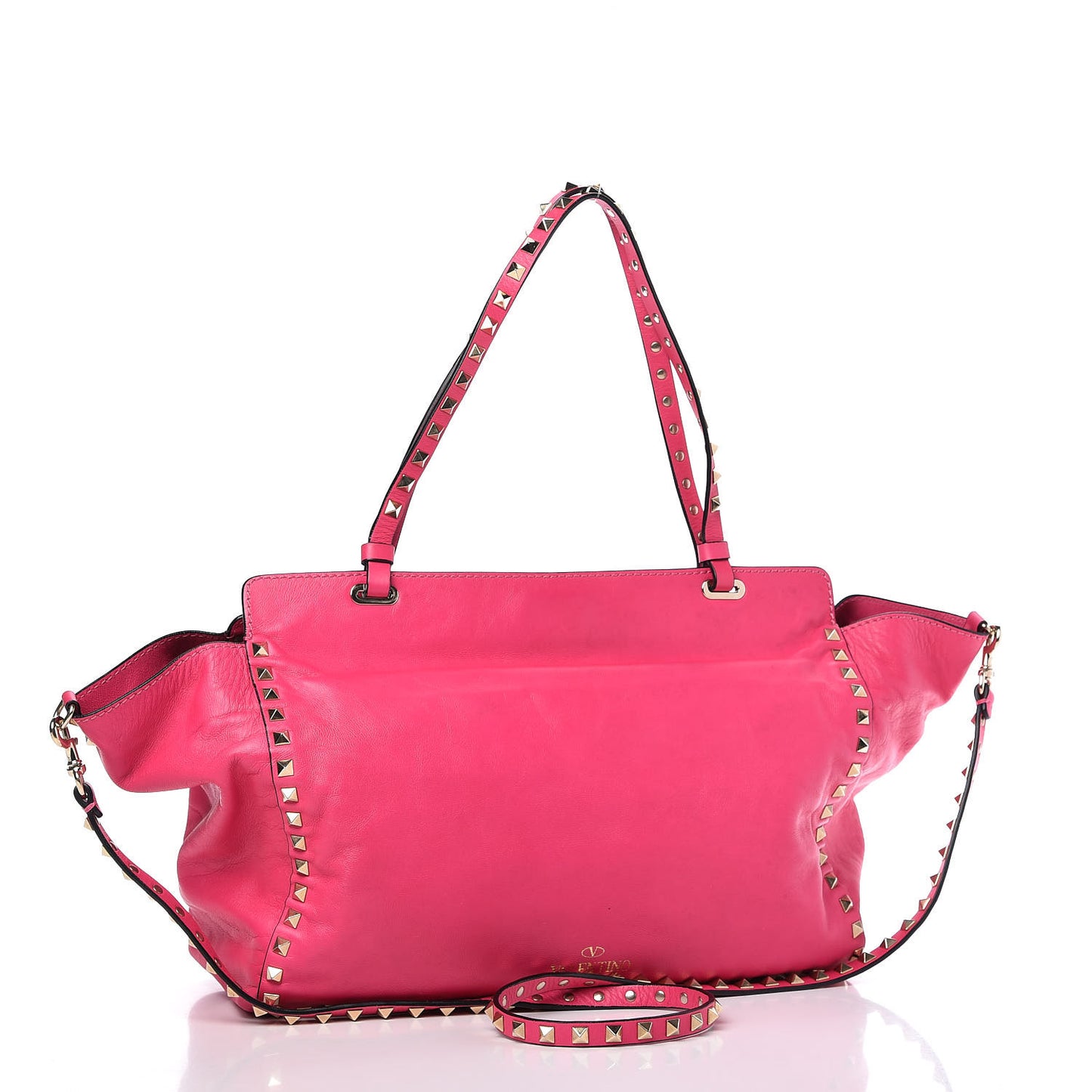 Vitello Medium Rockstud Tote Pop Fuxia