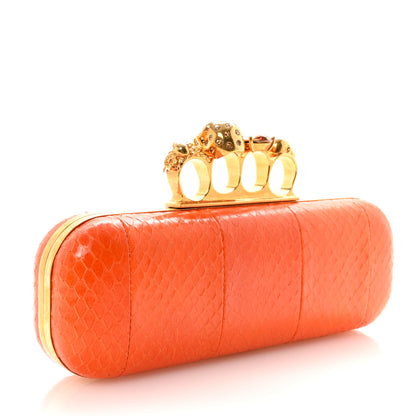 Alexander McQueen Snakeskin Knuckle Box Clutch Orange 3 of 8
