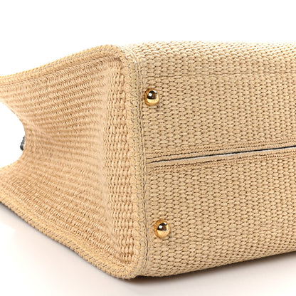 Fendi Straw Vitello King Plexiglass Woven Medium Fendi Sunshine Shopper Tote Natural Black 9 of 10