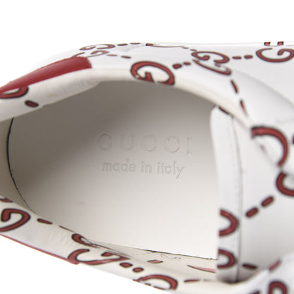 Gucci Calfskin GucciGhost Print Mens Ace Sneakers 11 White Hibiscus Red 7 of 12