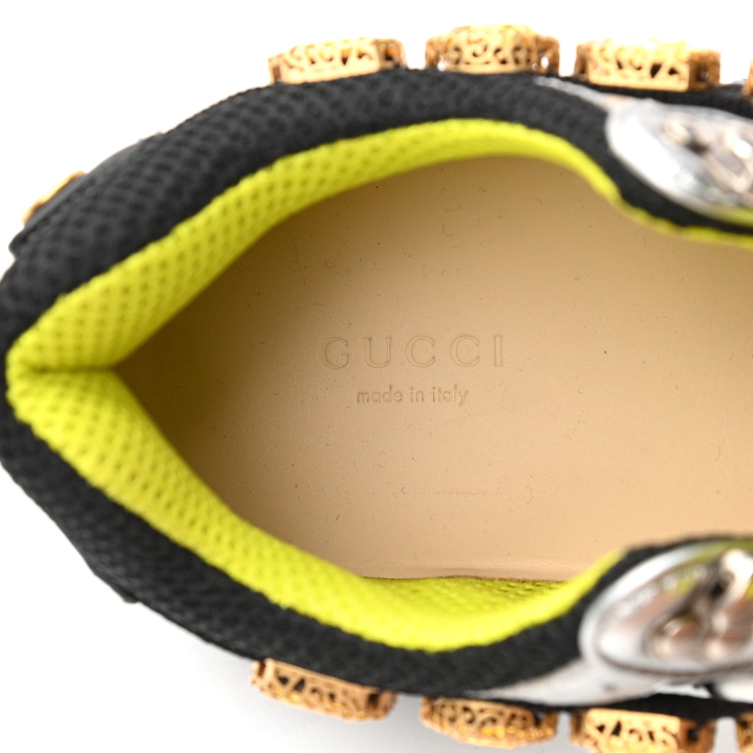 Gucci X SEGA Metallic Calfskin Mesh Removable Crystals Womens Flashtrek Sneakers 38 Silver Black 7 of 10