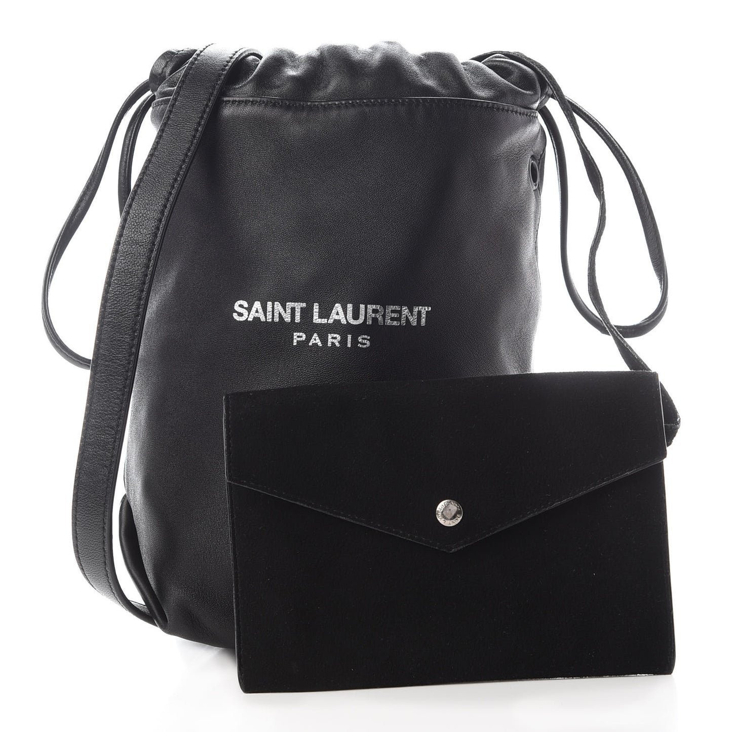 Lambskin Small Teddy Bucket Bag Black