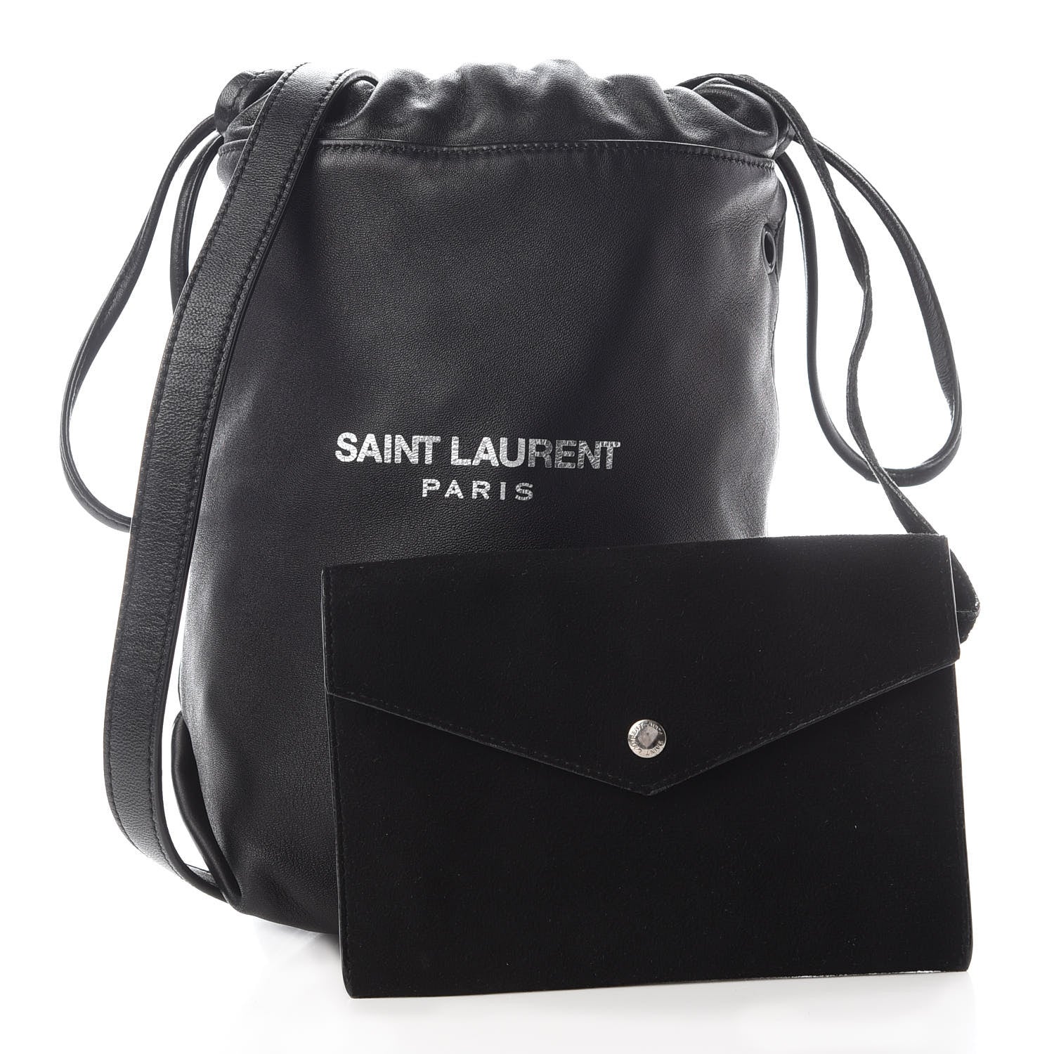 Saint Laurent Lambskin Small Teddy Bucket Bag Black 1 of 11