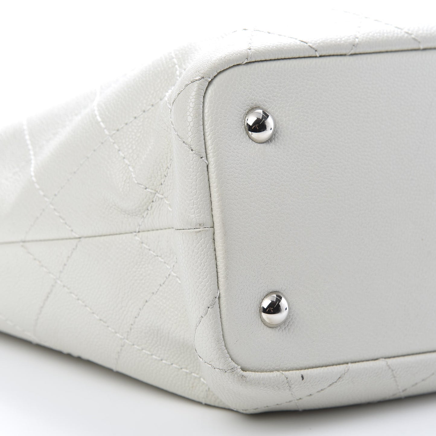 Grained Calfskin Shopping Fever Tote White