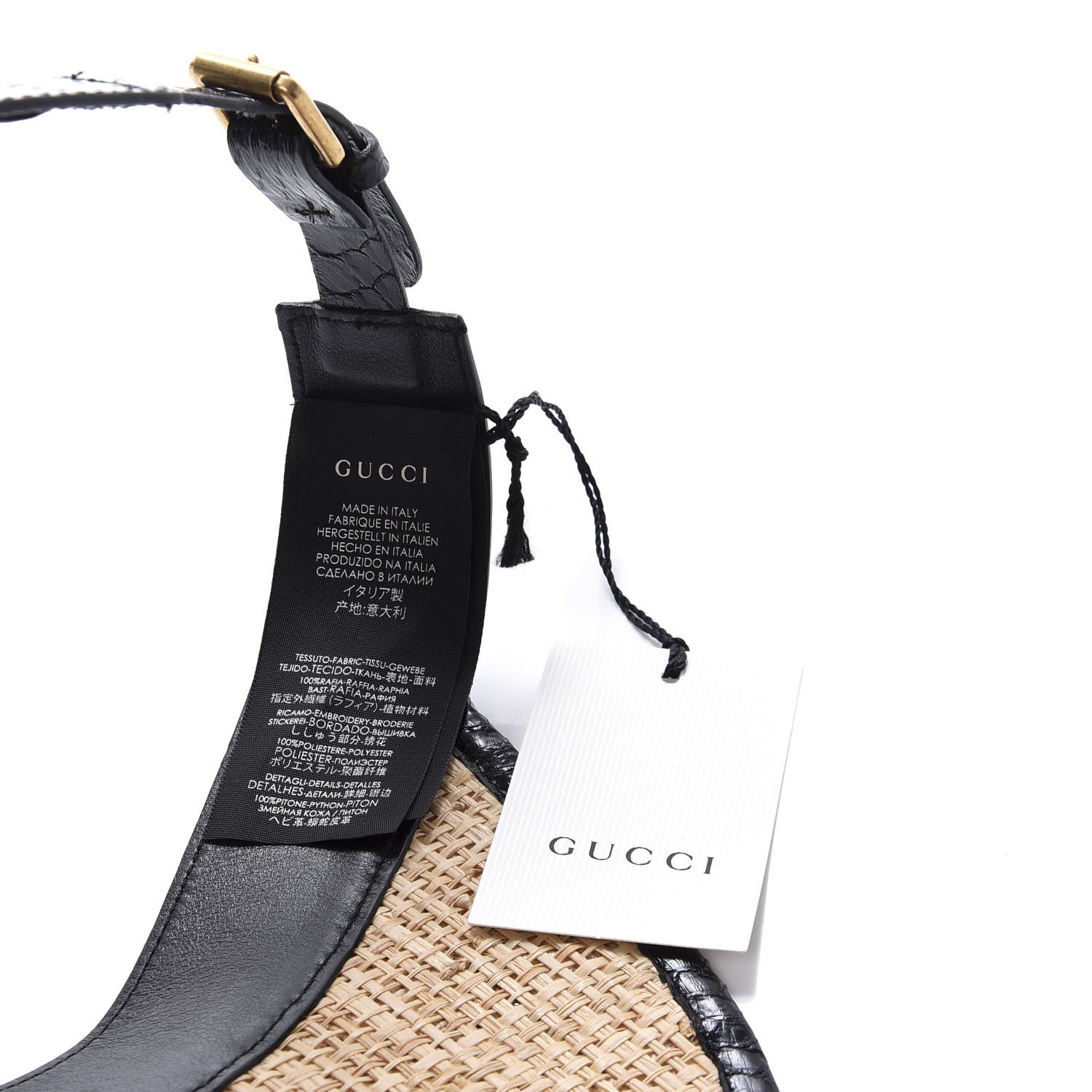 Gucci Raffia Elaphe GG Embroidered Visor M Ivory Black 8 of 8