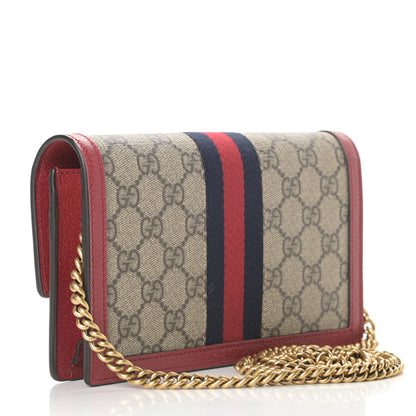 Gucci GG Supreme Monogram Web Queen Margaret Chain Wallet Red 3 of 10