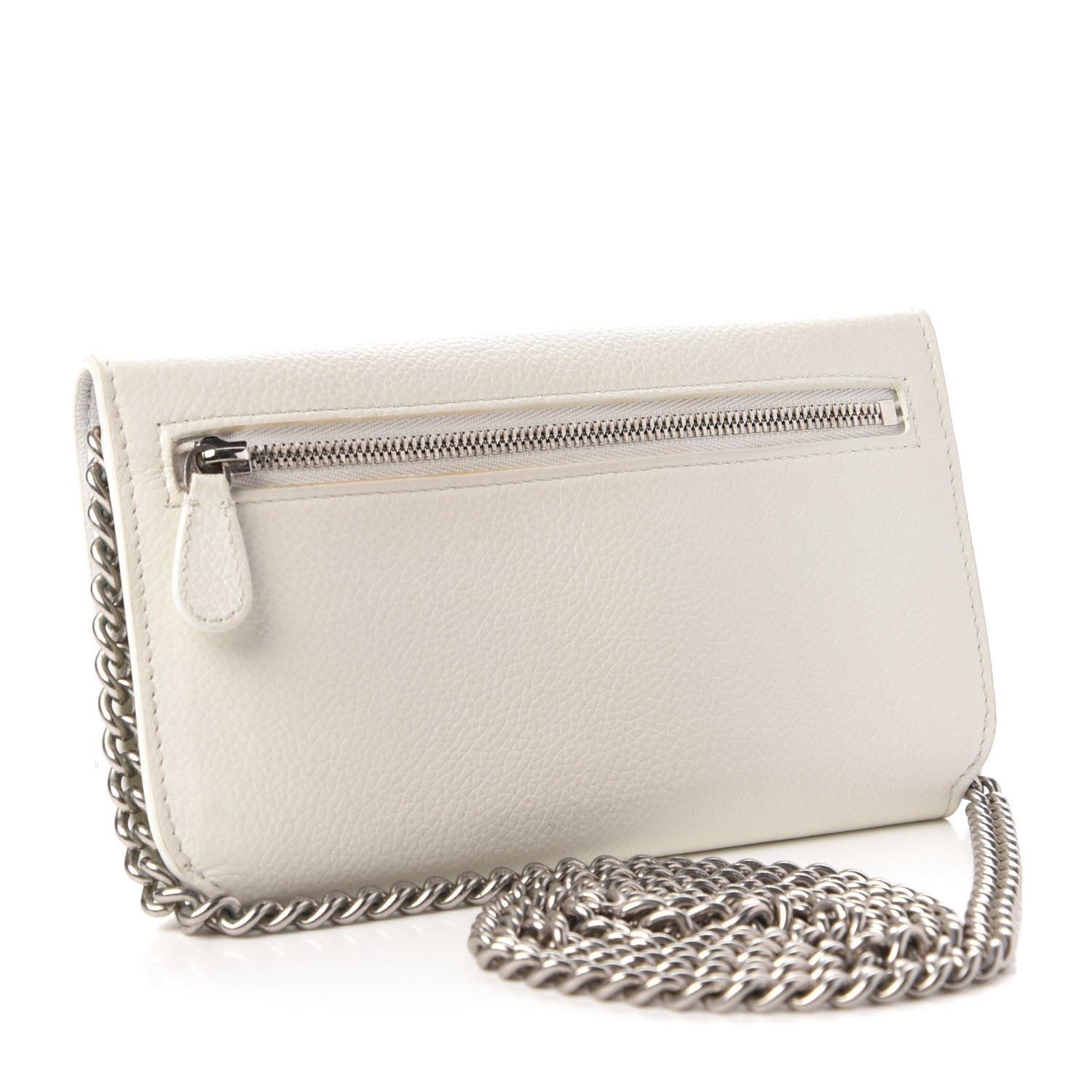 Balenciaga Grained Calfskin Logo Cash Phone Holder Wallet On Chain White Fluo Pink 3 of 10