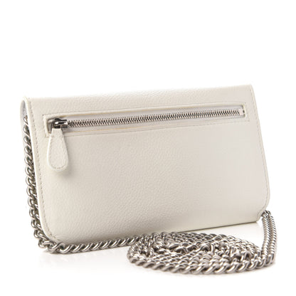 Balenciaga Grained Calfskin Logo Cash Phone Holder Wallet On Chain White Fluo Pink 3 of 10