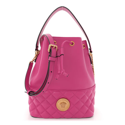 Versace Nappa Quilted Medusa Top Handle Bucket Bag Fuchsia 1 of 11