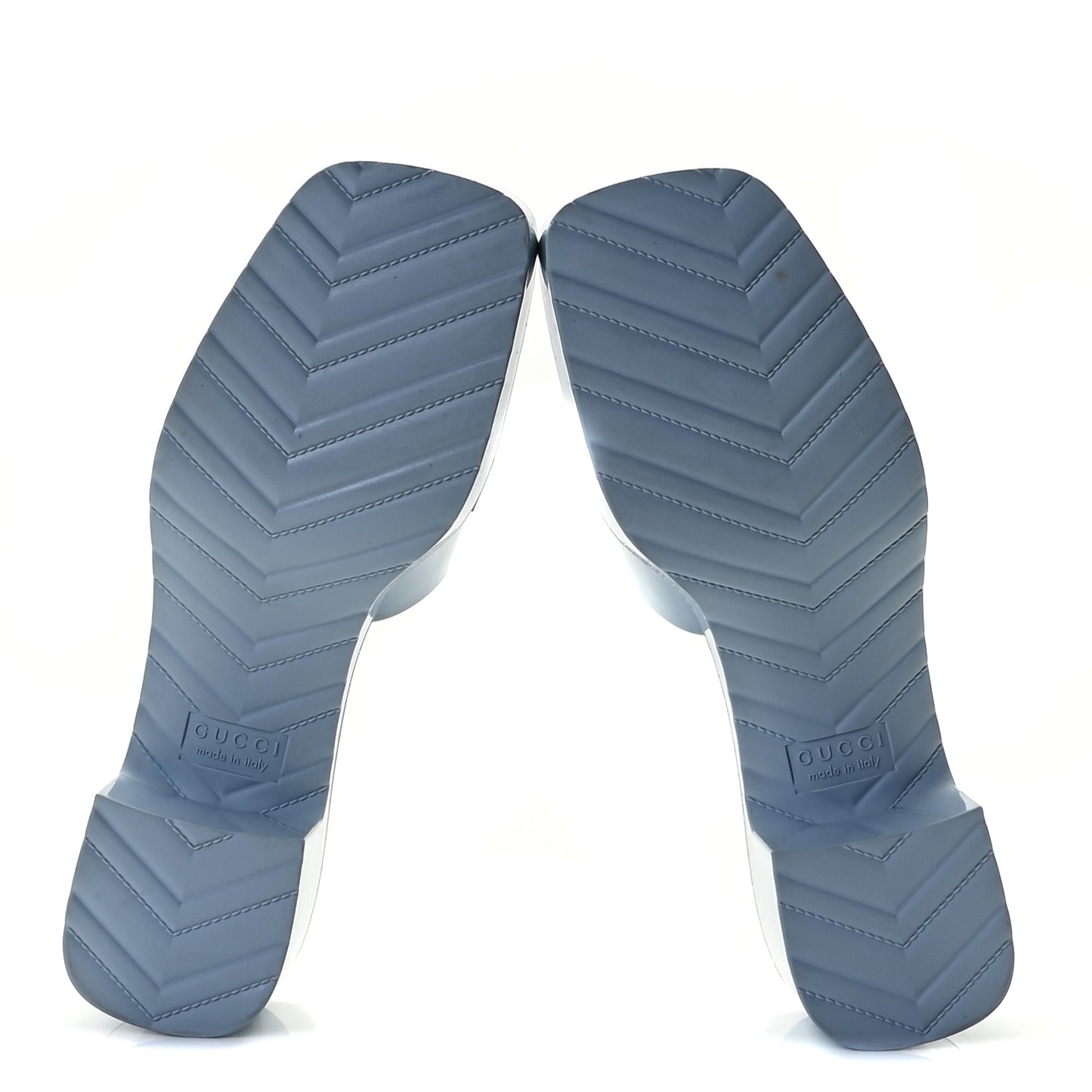 Rubber Gucci Logo Womens Platform 20/60mm Slide Sandals 38 Porcelain Light Blue