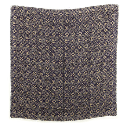Louis Vuitton Silk Wool Monogram Dentelle Shawl Scarf Purple Beige 1 of 3