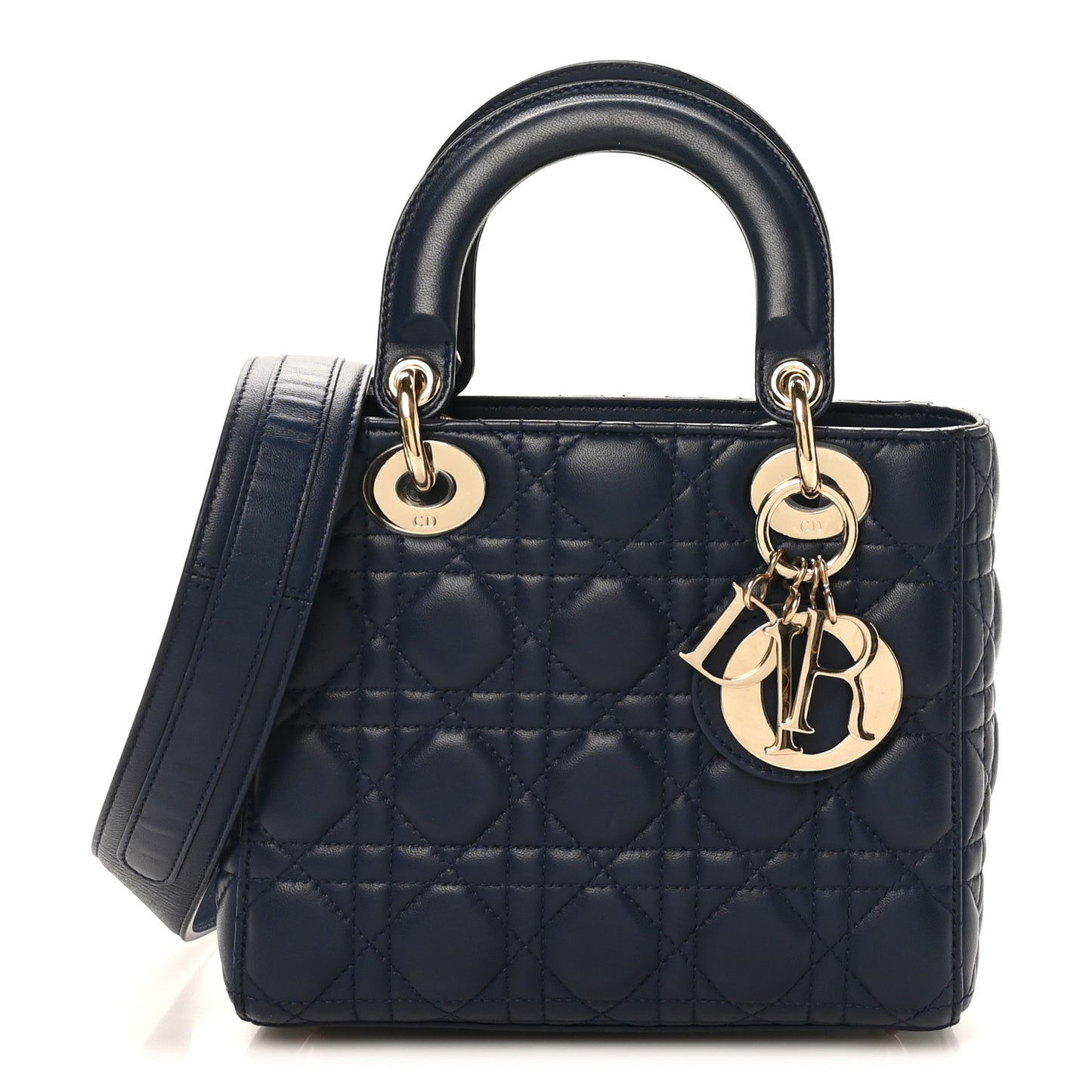 Lambskin Cannage Small Lucky Badges My Lady Dior Navy