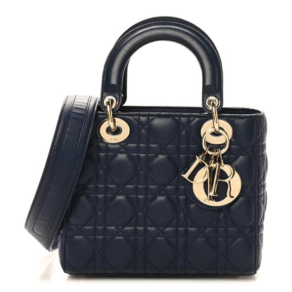 Christian Dior Lambskin Cannage Small Lucky Badges My Lady Dior Navy 1 of 10