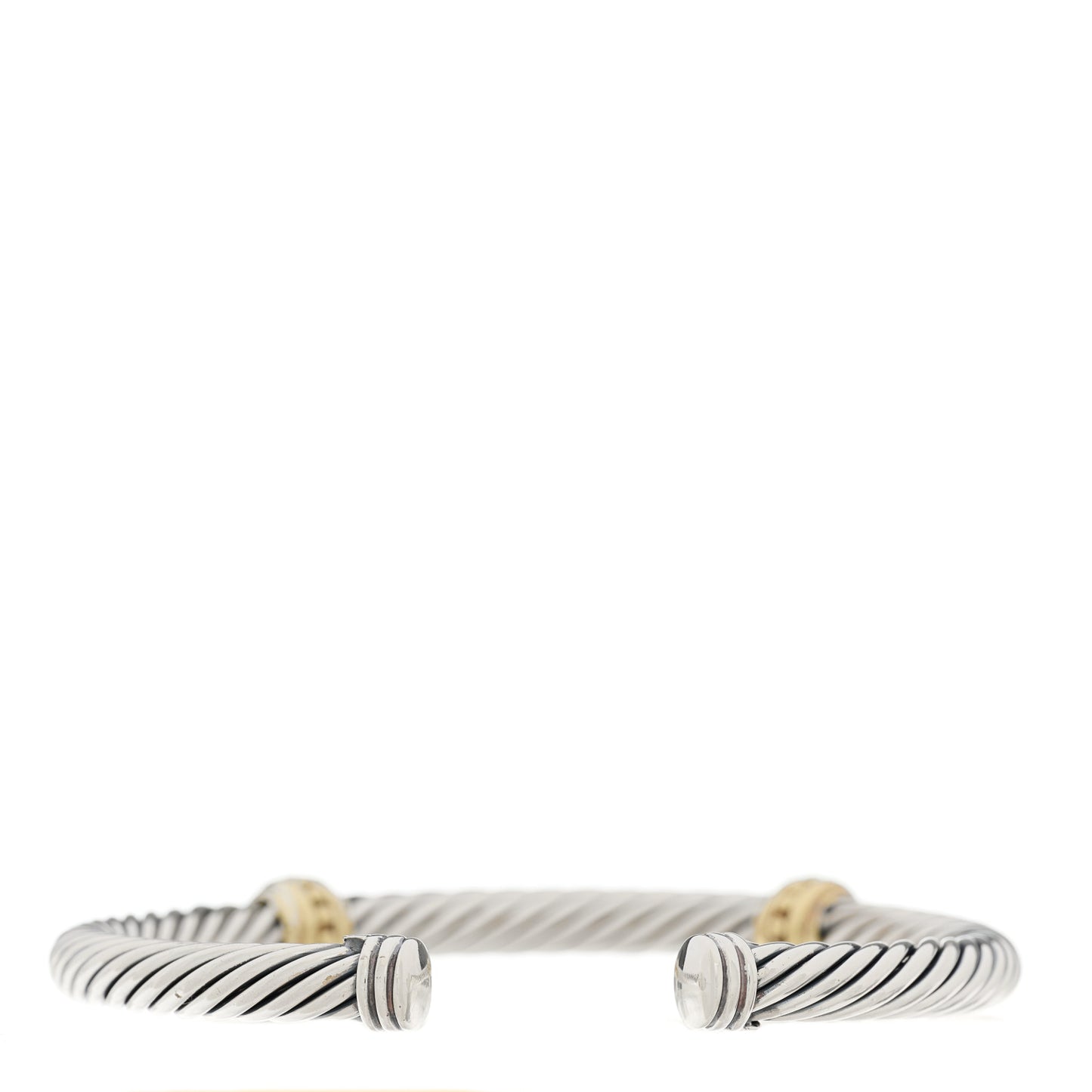 Sterling Silver 14K Yellow Gold 5mm Cable Classics Two Station Bracelet