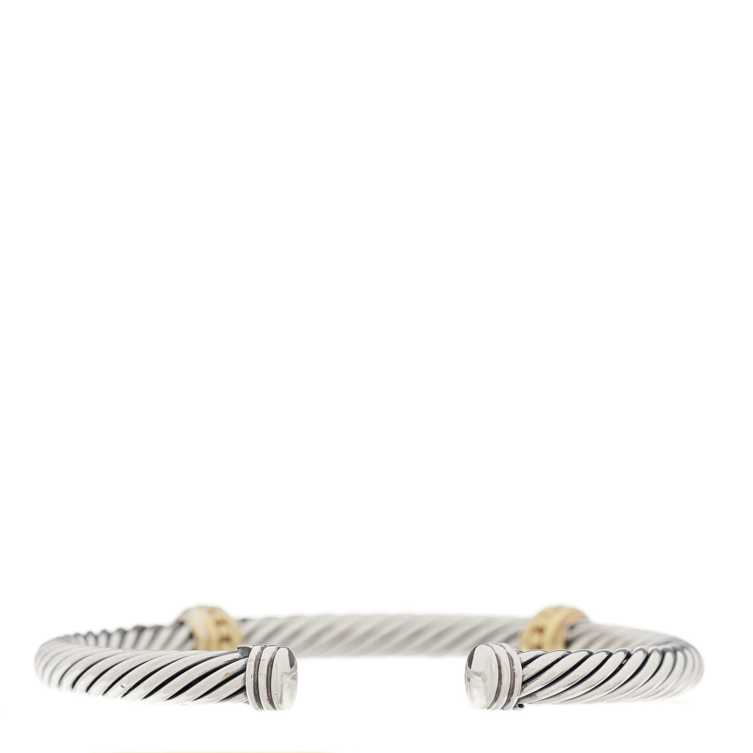 David Yurman Sterling Silver 14K Yellow Gold 5mm Cable Classics Two Station Bracelet 2 of 3