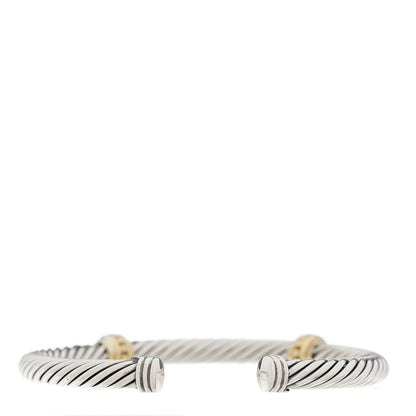 David Yurman Sterling Silver 14K Yellow Gold 5mm Cable Classics Two Station Bracelet 2 of 3