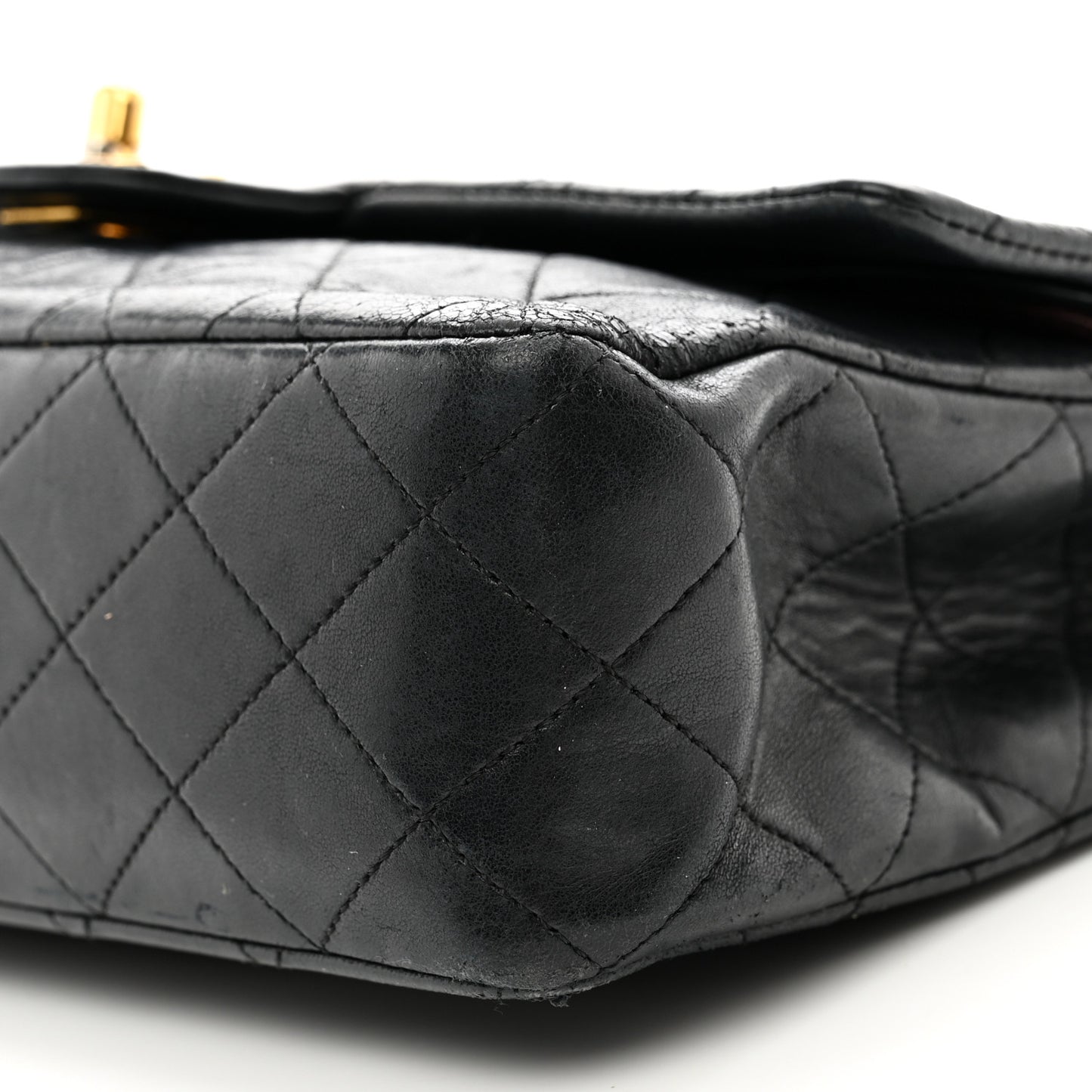Lambskin Quilted Medium Double Flap Black