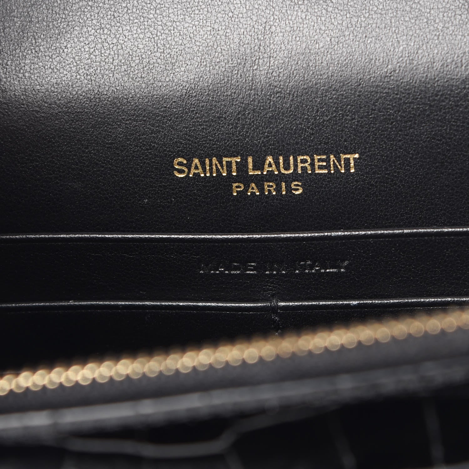 Saint Laurent Calfskin Crocodile Embossed Kate Monogram Tassel Chain Wallet Black 5 of 7
