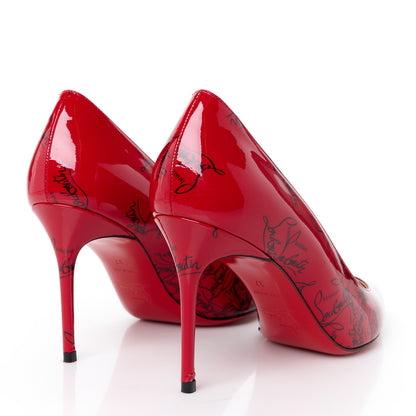 Christian Louboutin Patent Logo Degrade Decollete 554 85 Pumps 37 Black Loubi 4 of 9