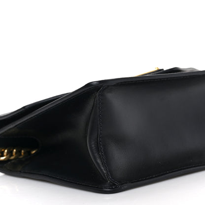 Prada Saffiano Soft Calfskin Metal Triangle Logo Envelope Chain Shoulder Bag Black 7 of 8