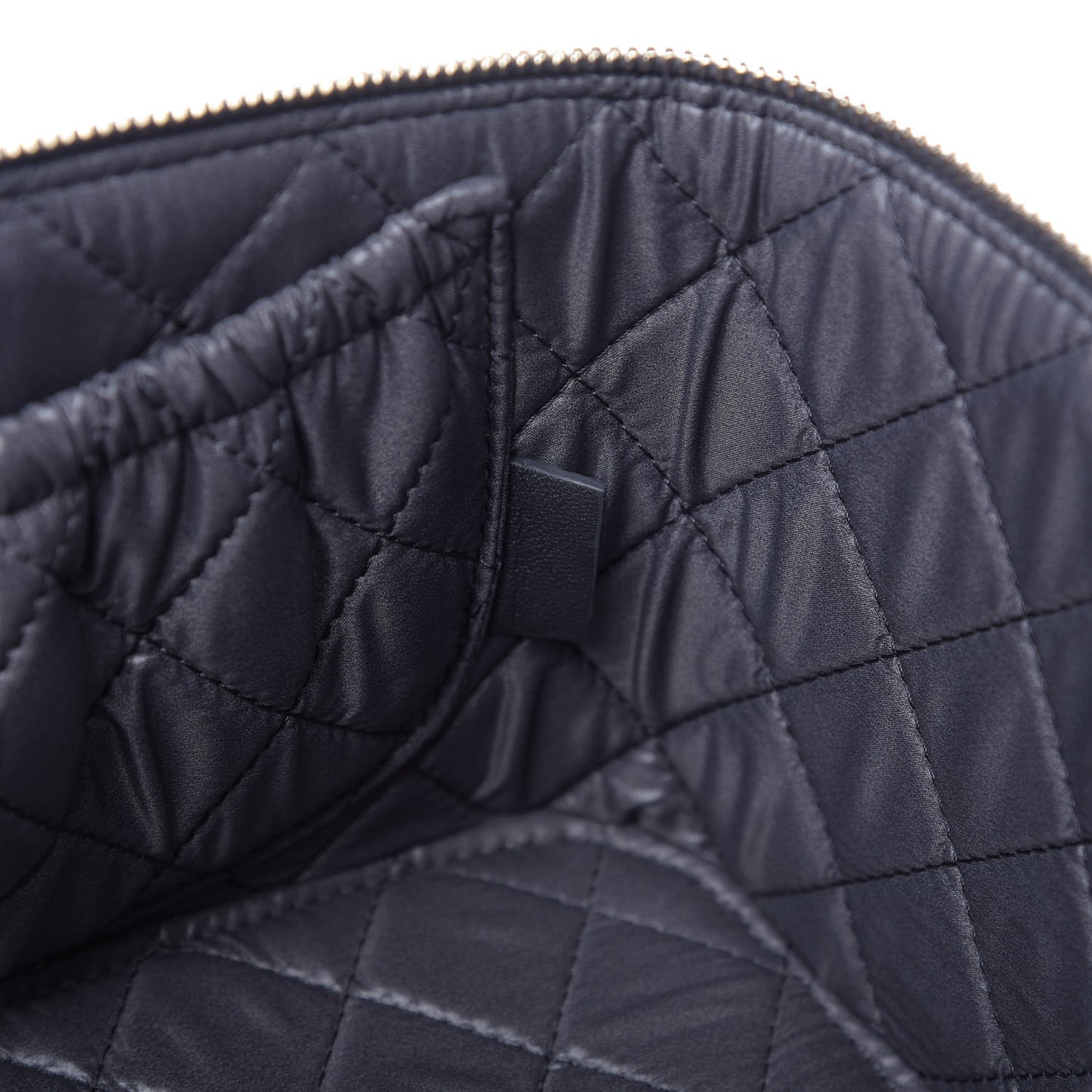 Lambskin Quilted Large Vanity Pouch Grey