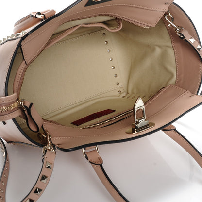 Valentino Garavani Vitello Small Rockstud Double Handle Tote Soft Noisette 5 of 6