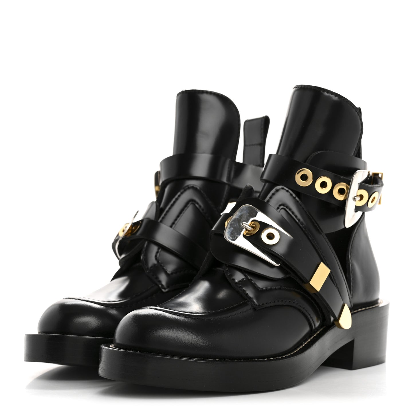 Brushed Calfskin Ceinture Ankle Boots 35.5 Black