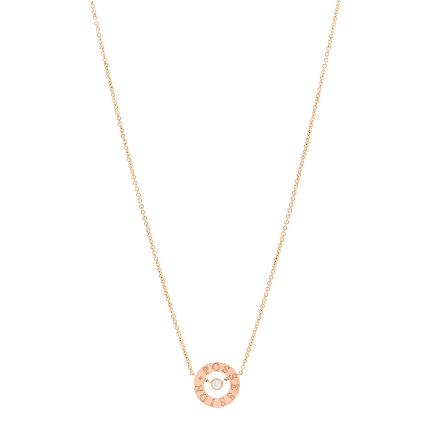 18K Rose Gold Diamond Possession Floating Diamond Pendant Necklace