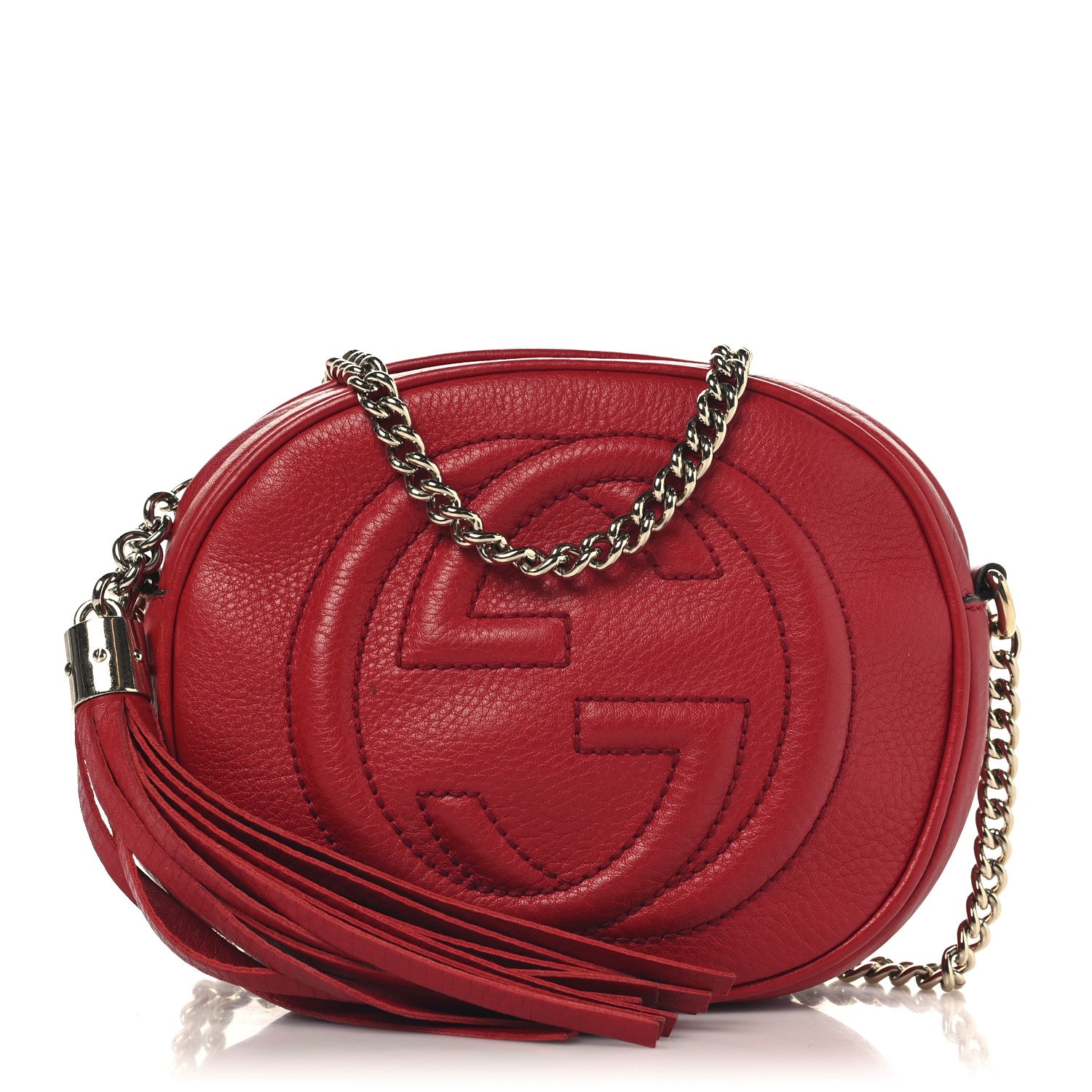 Gucci Pebbled Calfskin Mini Soho Chain Bag Tabasco Red 1 of 12