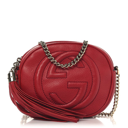 Gucci Pebbled Calfskin Mini Soho Chain Bag Tabasco Red 1 of 12