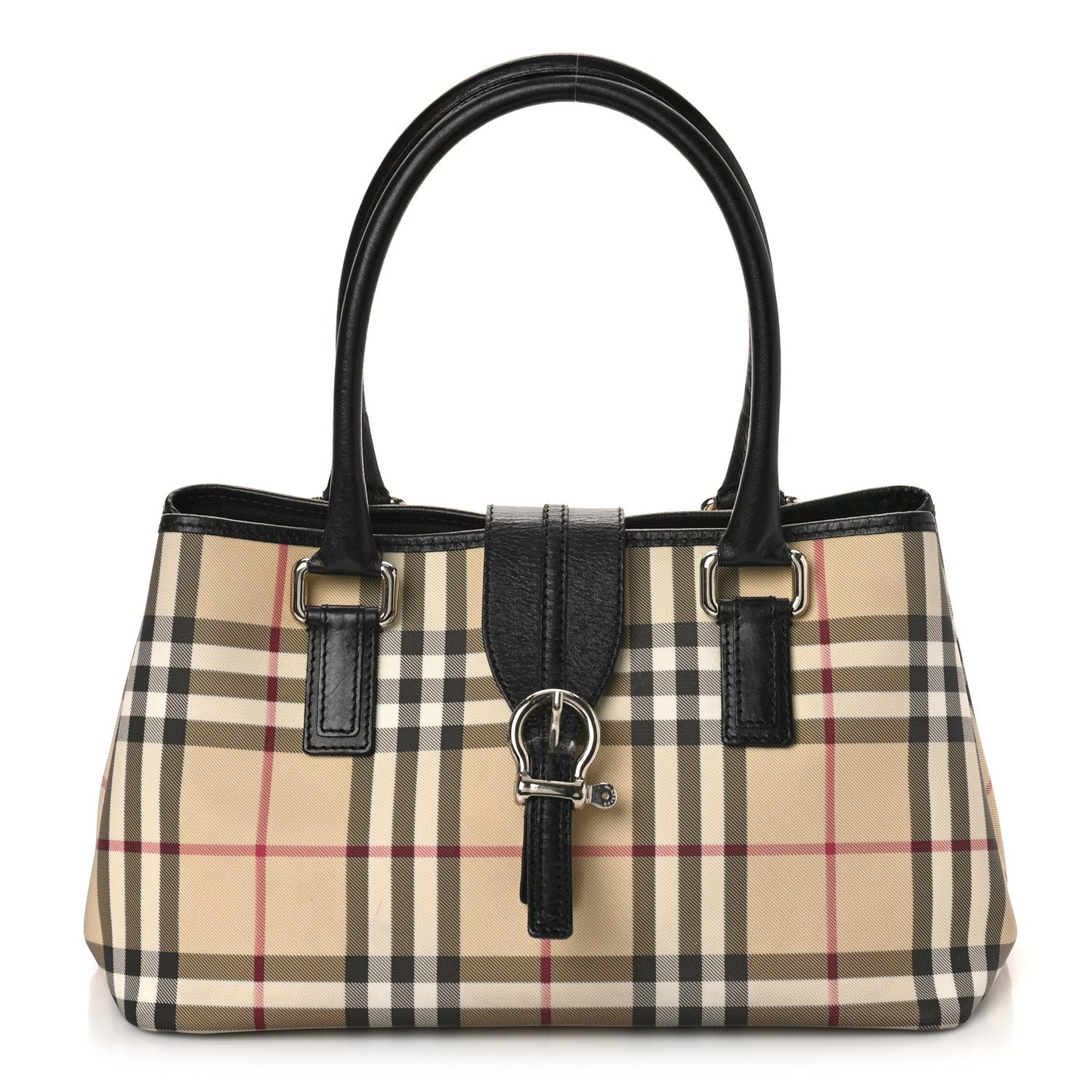 House Check Buckle Tote Black
