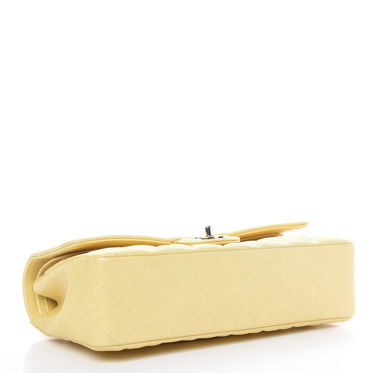Iridescent Caviar Quilted Medium Double Flap Yellow