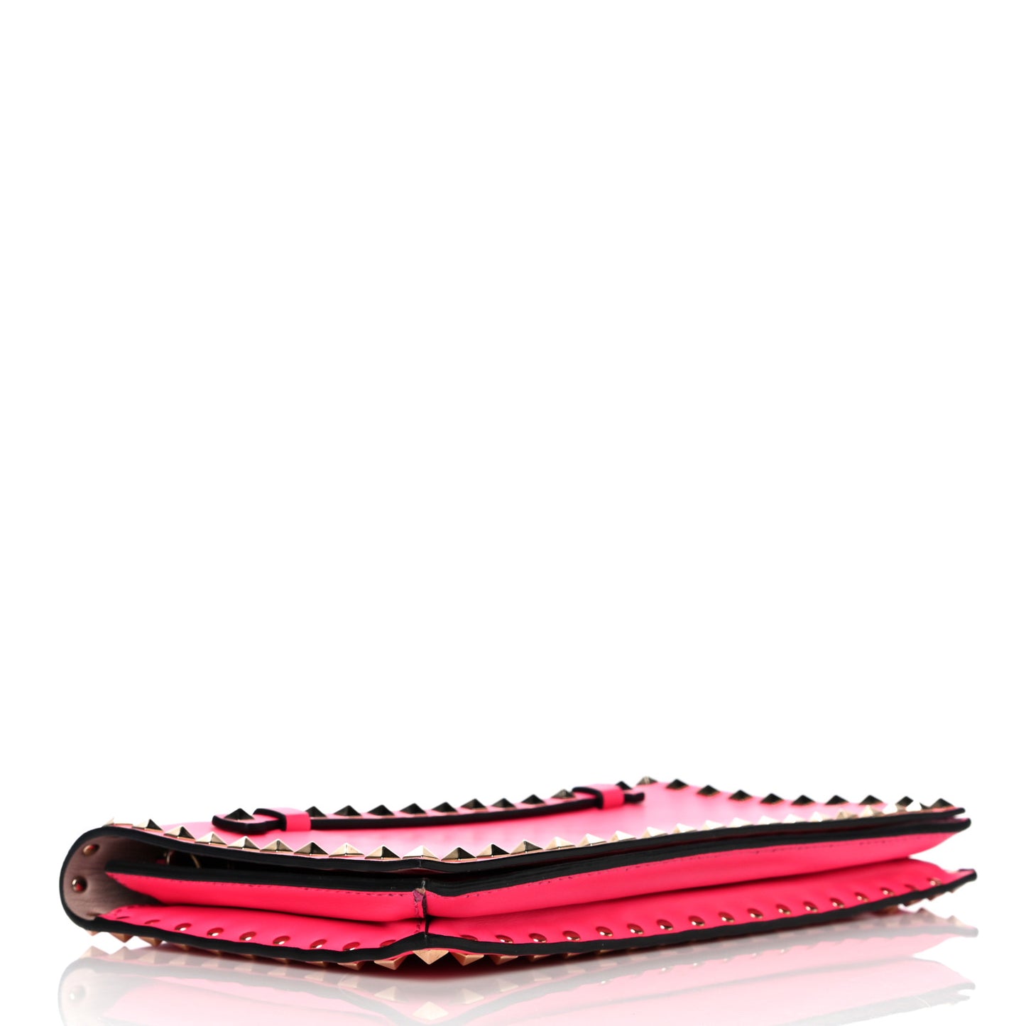 Nappa Rockstud Wristlet Clutch Fuxia Fluo