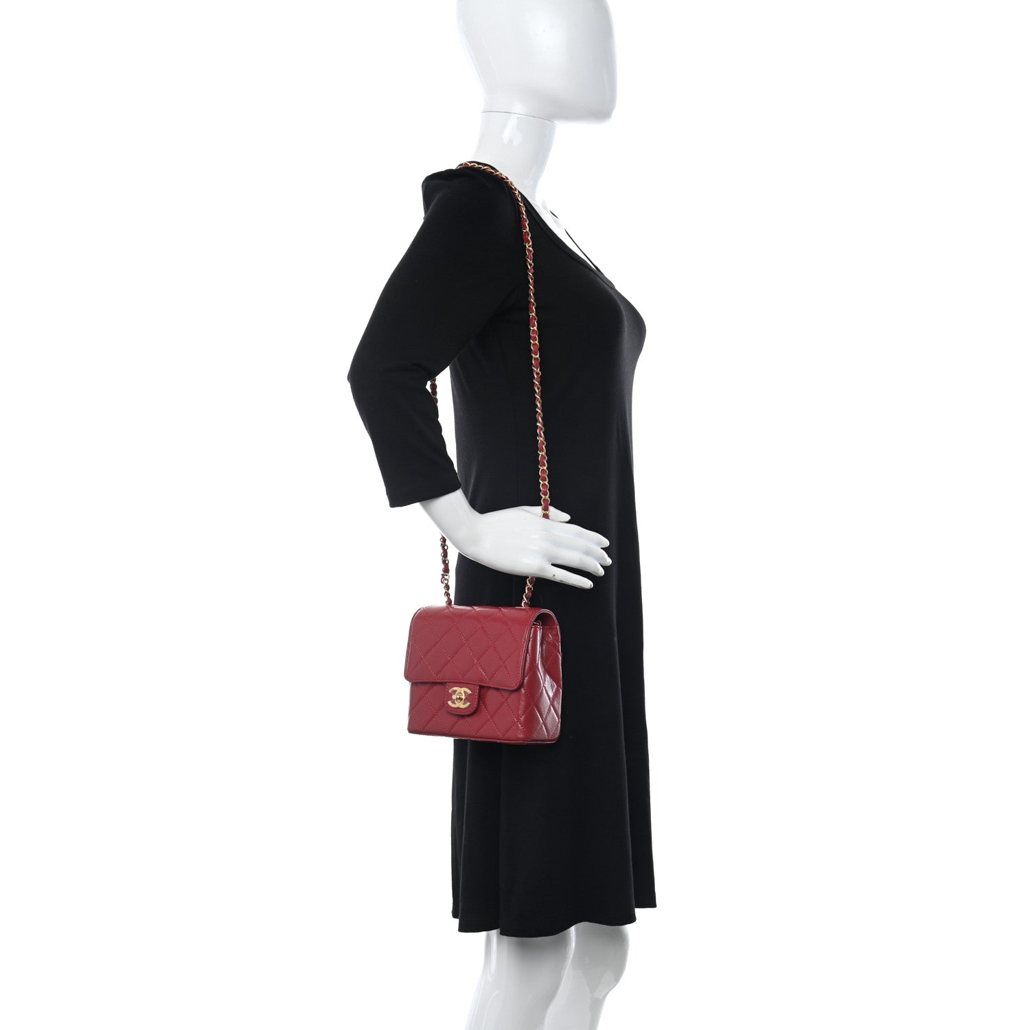 Chanel Goatskin Quilted Mini Square Flap Dark Red 2 of 11