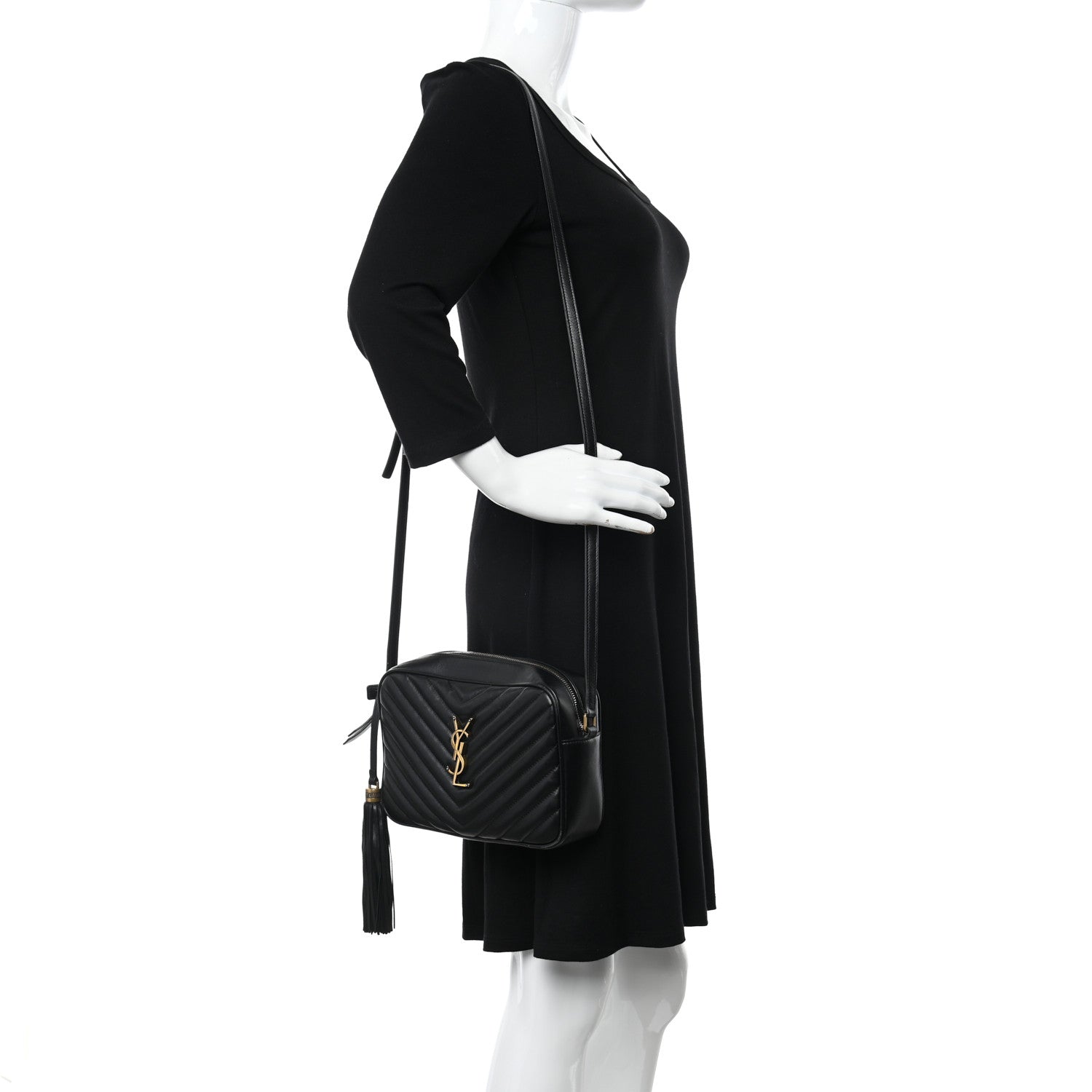 Saint Laurent Calfskin Matelasse Monogram Lou Camera Bag Black 2 of 12