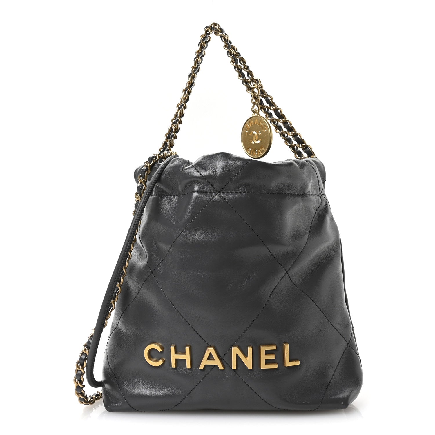 Chanel Shiny Calfskin Quilted Mini Chanel 22 Dark Grey 1 of 21